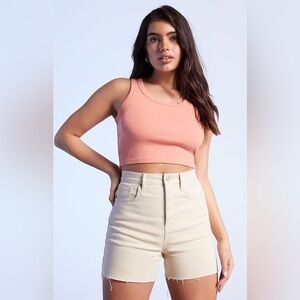 NWT Pacsun Beige Girlfriend Denim Shorts Button fly Stretch Denim Shorts size 26